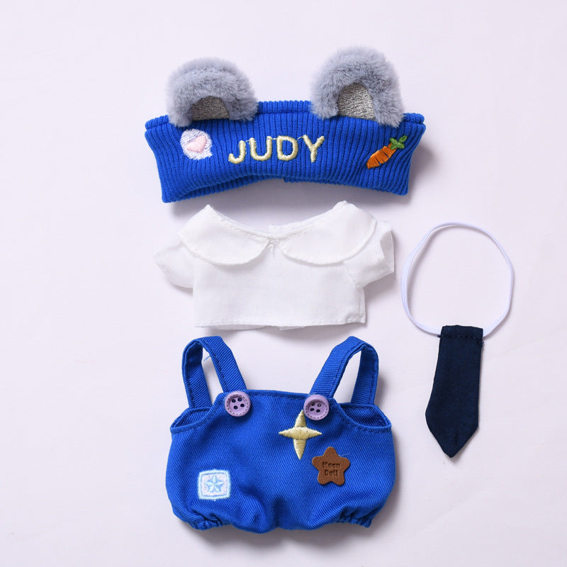 Handmade Labubu Outfit Blue Star Strap Pants Tie Headwear Set (not including dolls)