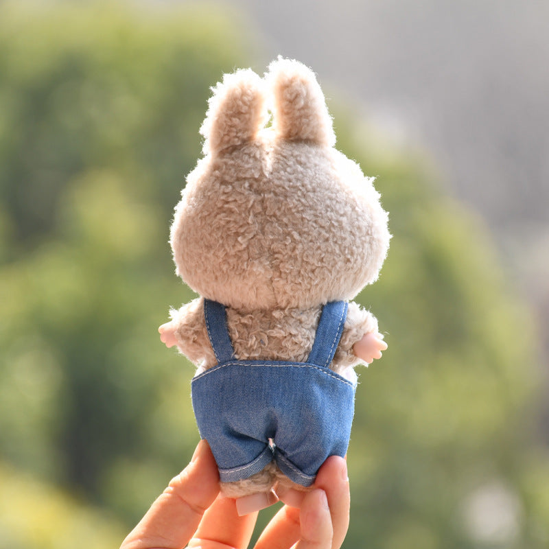 Handmade Labubu set can be paired with Labubu V1 Macaron and V2 seats with 17cm hanging pieces made of canvas for wearing denim overalls vinyl dolls keychains and baby clothes (excluding dolls)