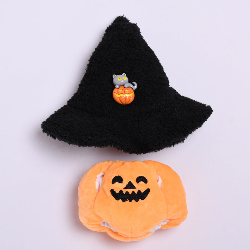 Handmade Labubu Outfit 17cm First and Second Generation Labubu Cloth Pendant Halloween Pumpkin Clothes Black Hat Baby Clothes Vinyl Dolls (not including dolls)
