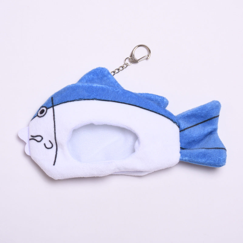 Handmade Labubu set can be paired with Labubu V1 Macaron and V2 seat 17cm pendant canvas clothing accessories, crucian carp head cover keychain Labubu cute hat (excluding dolls)