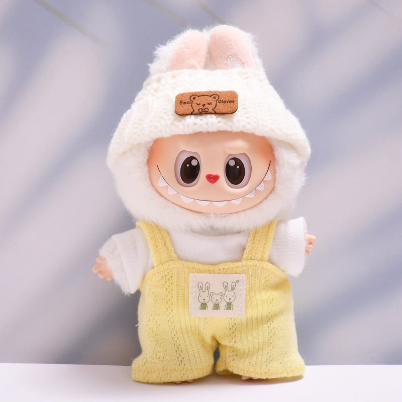 Handmade Labubu set can be paired with Labubu V1 Macaron and V2 seats Color bunny T-shirt overalls Labubu changing clothes for children (excluding dolls)