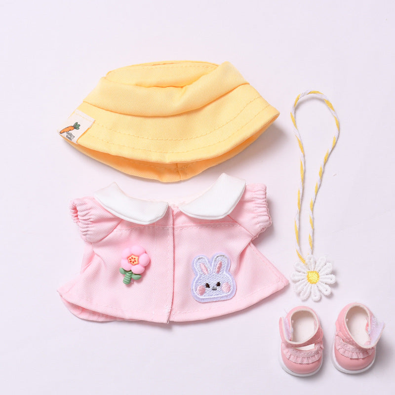 Handmade Labubu set can be paired with Labubu V1 Macaron and V2 seats Spring Pink Little Rabbit Pink Clothes Set Labubu Wa Dress Replacement (excluding dolls)