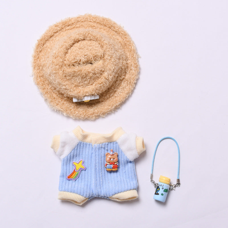 Handmade Labubu set can be paired with Labubu V1 Macaron and V2 seats climbing suit water bottle set plush hat pull cloth plush baby clothes (excluding dolls)