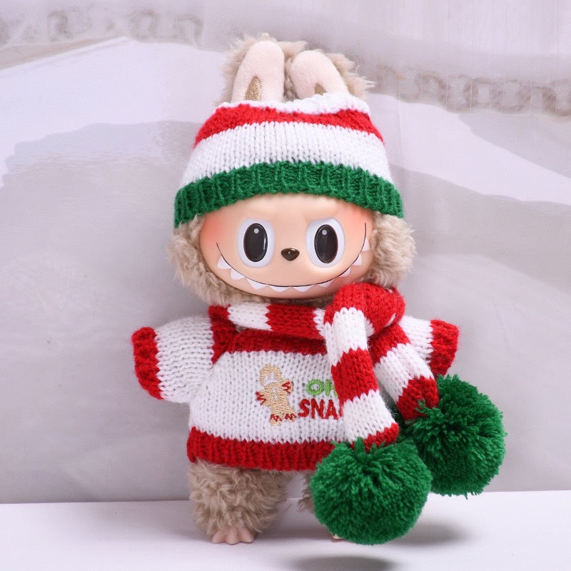 Handmade Labubu set can be paired with Labubu V1 Macaron and V2 seats paired with gingerbread sweaters hats scarves and three piece set of Labubu doll outfits (excluding dolls)