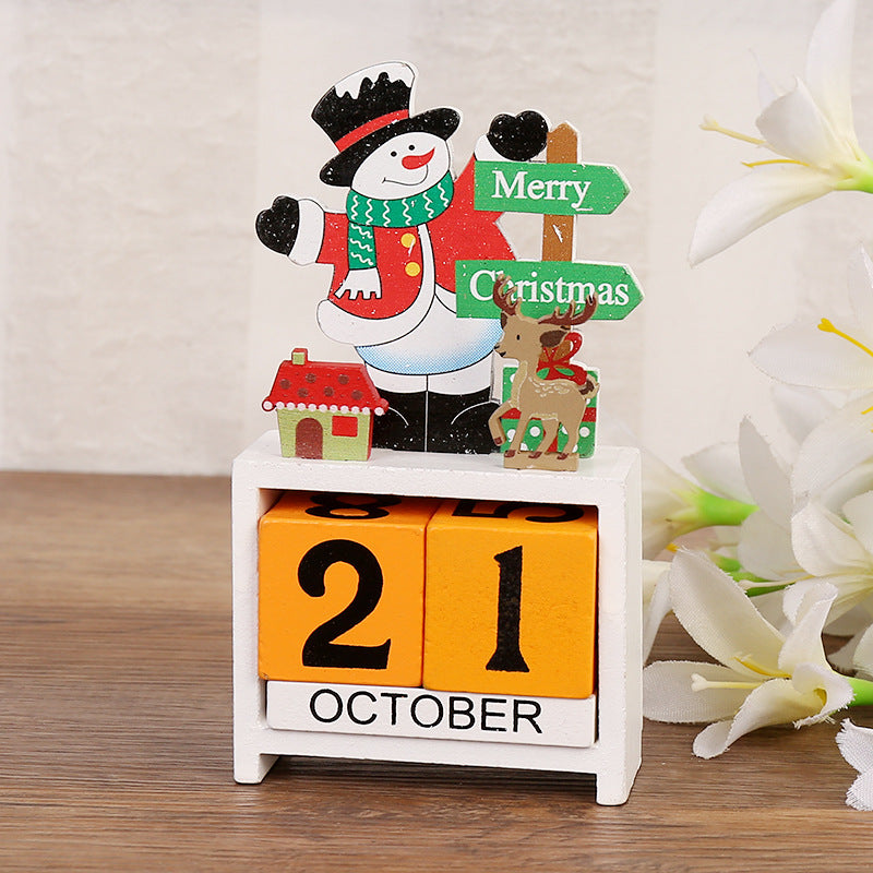 Christmas wooden creative calendar gift ornaments Santa Claus New Year wooden calendar desktop ornaments factory direct sales