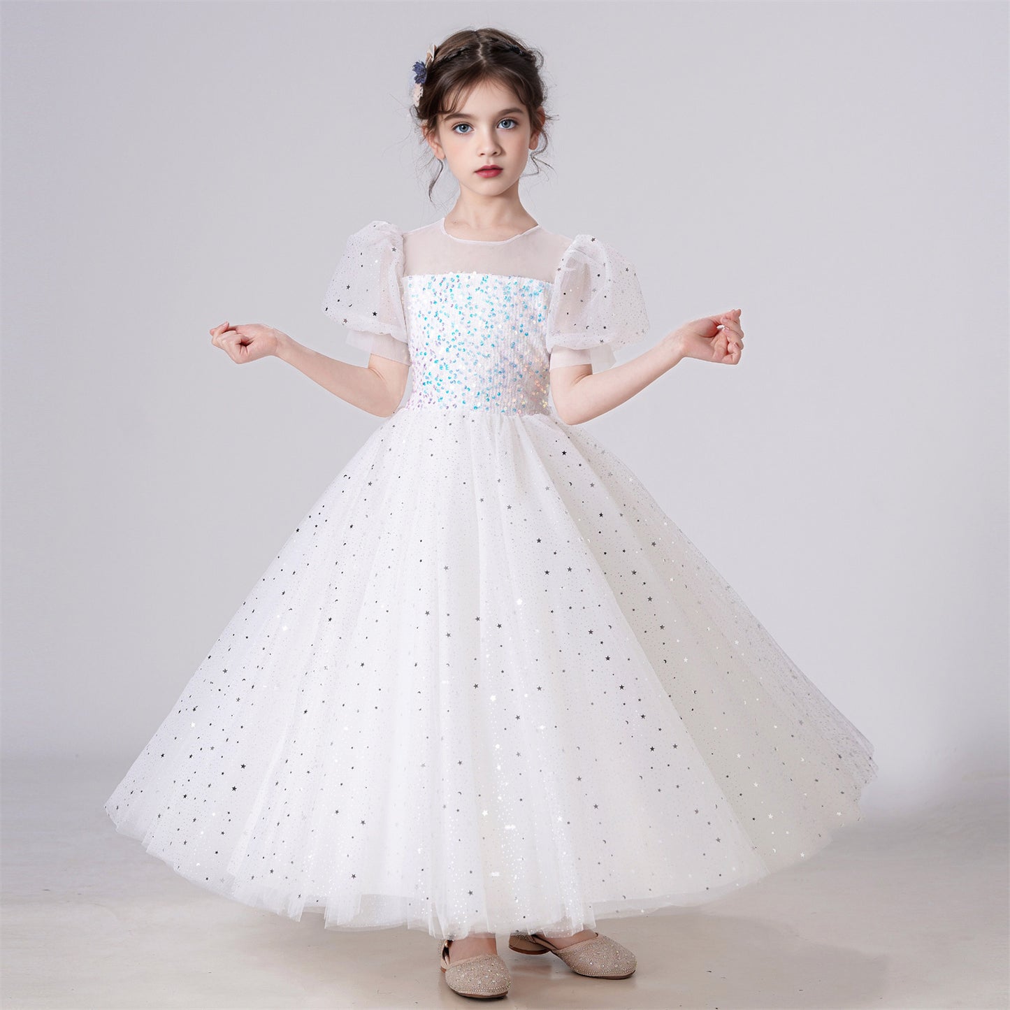 AERBA DRESS Wedding Flower Girl Dress Girl Birthday Party Christmas Dresses Children Girl Party Dresses Long Princess Dress