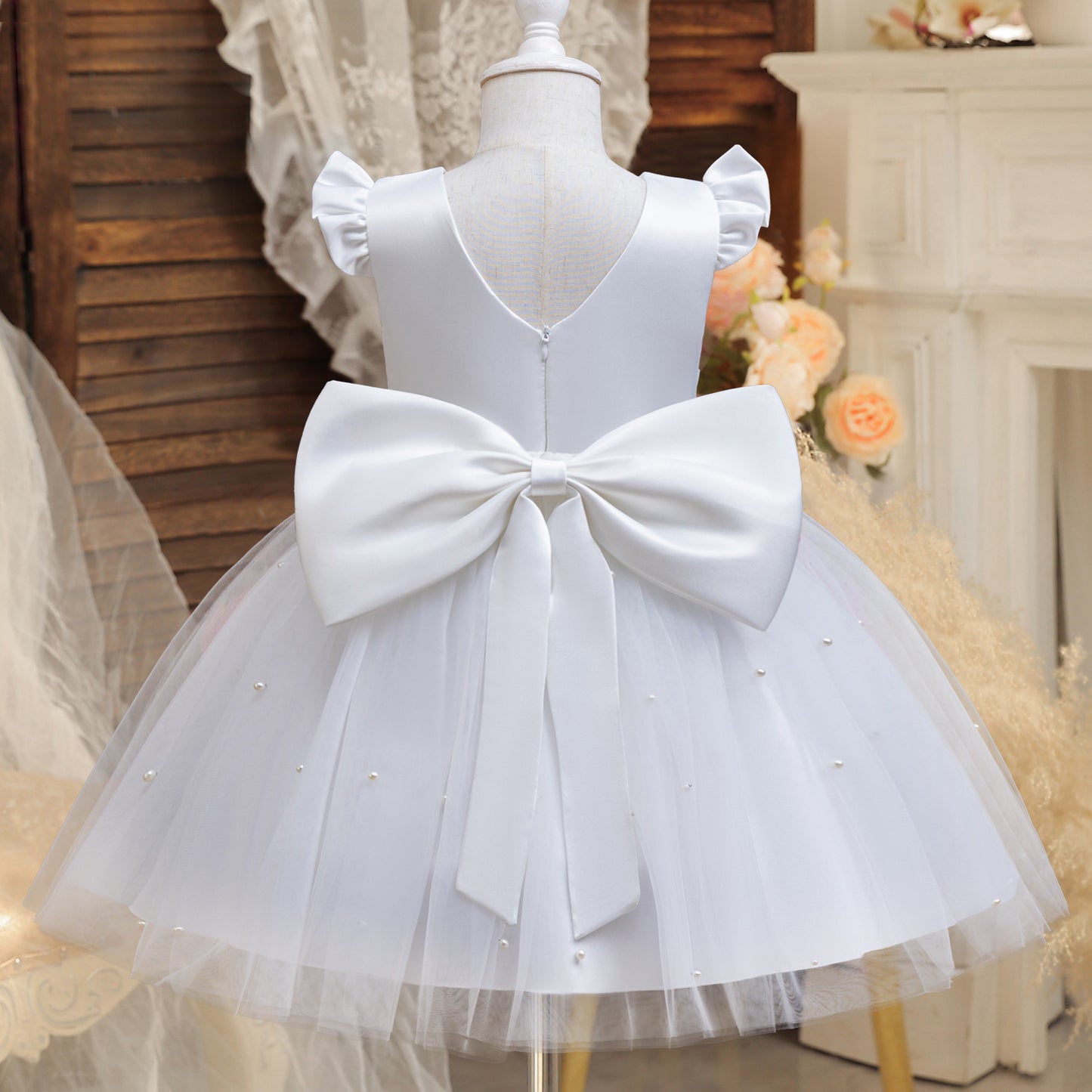 AERBA DRESS Wedding Flower Girl Dress Princess Dress Bridesmaid Party V-Back Fluffy Prom Gowns Christmas Vestidos Kids Dresses for Evening Formal Clothes