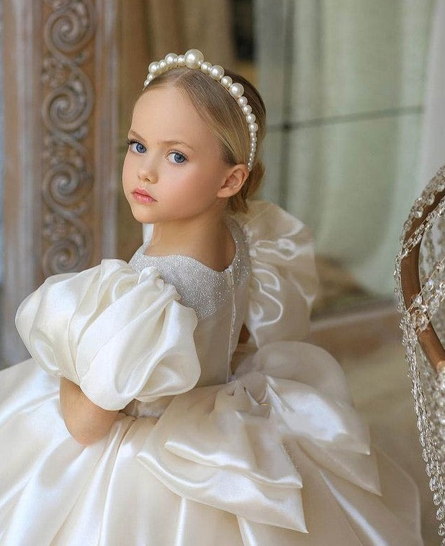 AERBA DRESS Wedding Flower Girl Dress Lolita Princess Ball Gowns Kids Girl with Bow Infant Birthday Christening Dresses Kid Boutique Dresses