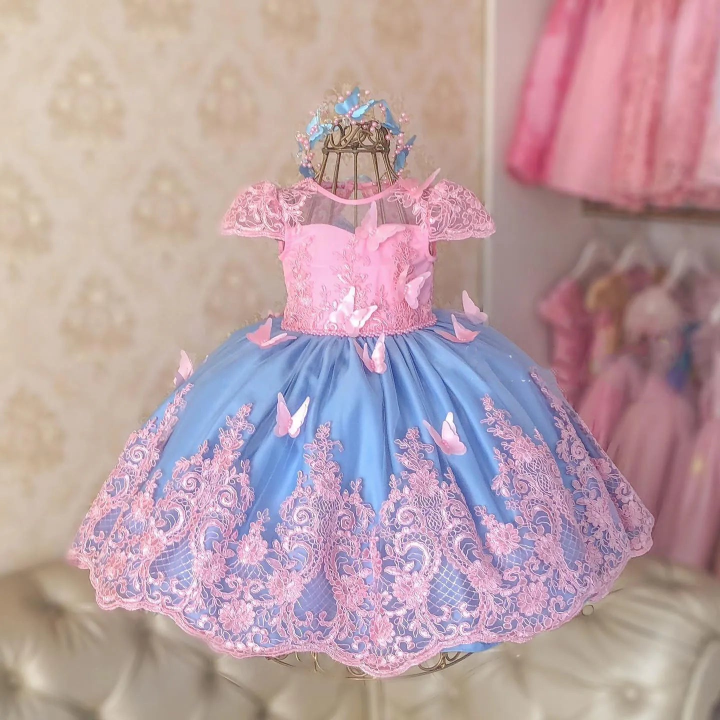 AERBA DRESS Wedding Flower Girl Dress Luxury Princess Applique Tulle Pearls Ball Pageant Kids Birthday Gift Party First Communion Gown