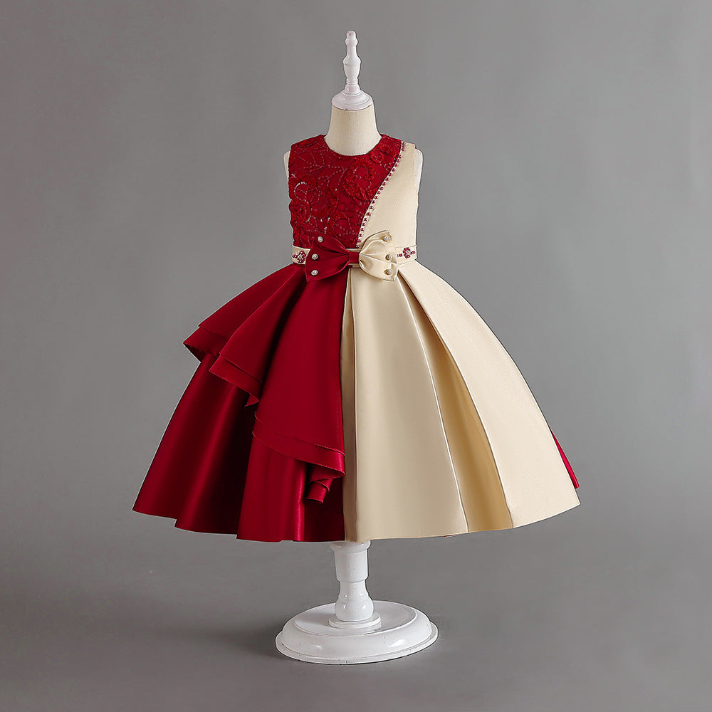 AERBA DRESS Wedding Flower Girl Dress Elegant Satin Dress For Girls Embroidery Flower Kids' Evening Dresses Beading Ruffle Children's Party Gown Birthday Dress