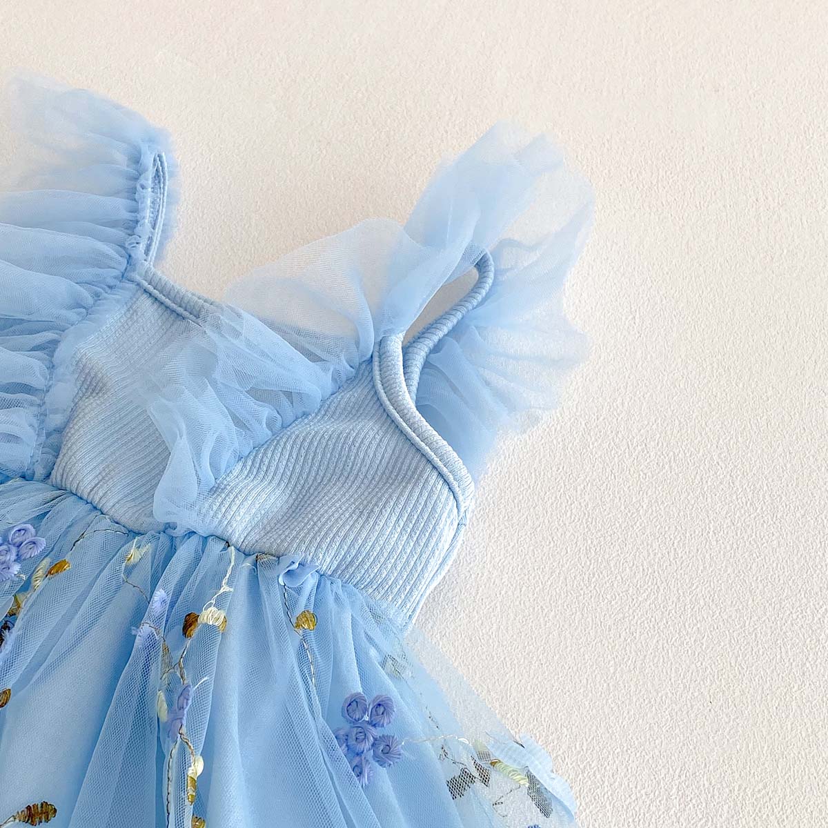 AERBA DRESS Wedding Flower Girl Dress Summer Girls Mesh Floral Sleeveless Girls Fashion Dress