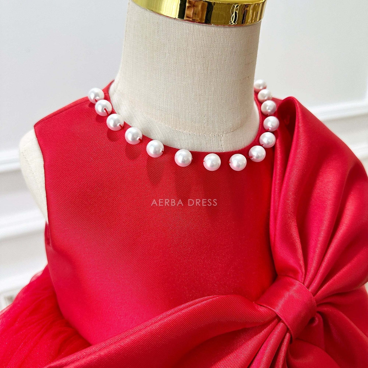 WEDDING FLOWER GIRL DRESS GIRLS BOW DRESS BABY GIRL ONE YEAR OLD PRINCESS DRESS RED BIRTHDAY PARTY DRESS Princess Dress