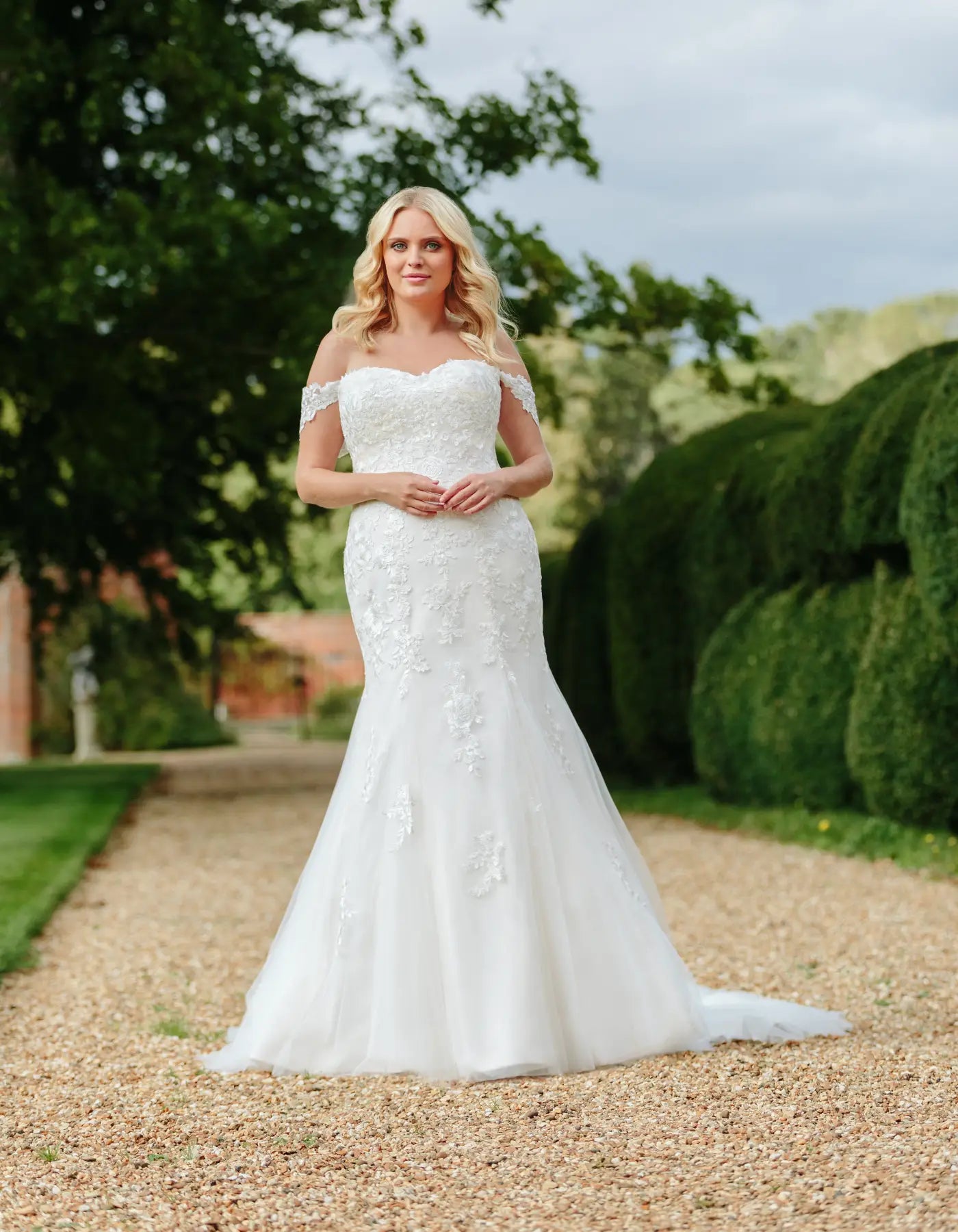 AerbaDress an off-the-shoulder floral lace mermaid gown Wedding Dresses