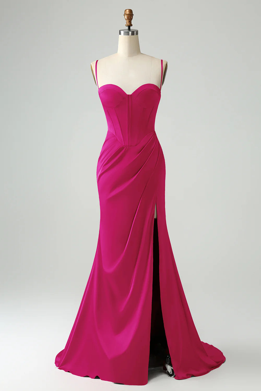 AerbaDress Prom Dress Mermaid Spaghetti Straps Pleated Corset