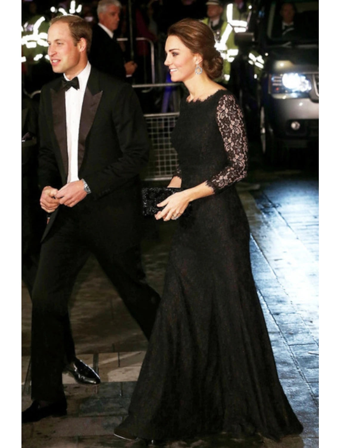 A-Line Elegant Formal Evening Dress Jewel Neck 3/4 Length Sleeve Floor Length Lace with Lace