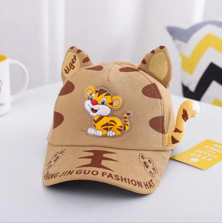 Aerba Kids Sunshade Hat 2-6 Years Baby Boys Girls Cartoon Tiger Hats Cute Children Sunscreen Baseball Caps