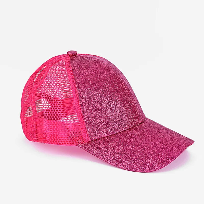 Aerba Trucker Pony Caps Children Sun Hat Outdoor Kids Ponytail Baseball Cap Glitter Ponytail Messy Mesh Breathable