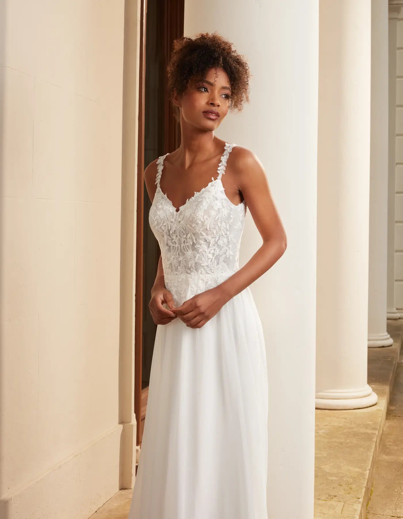 AerbaDress modern soft a-line with straps and cut-out lace