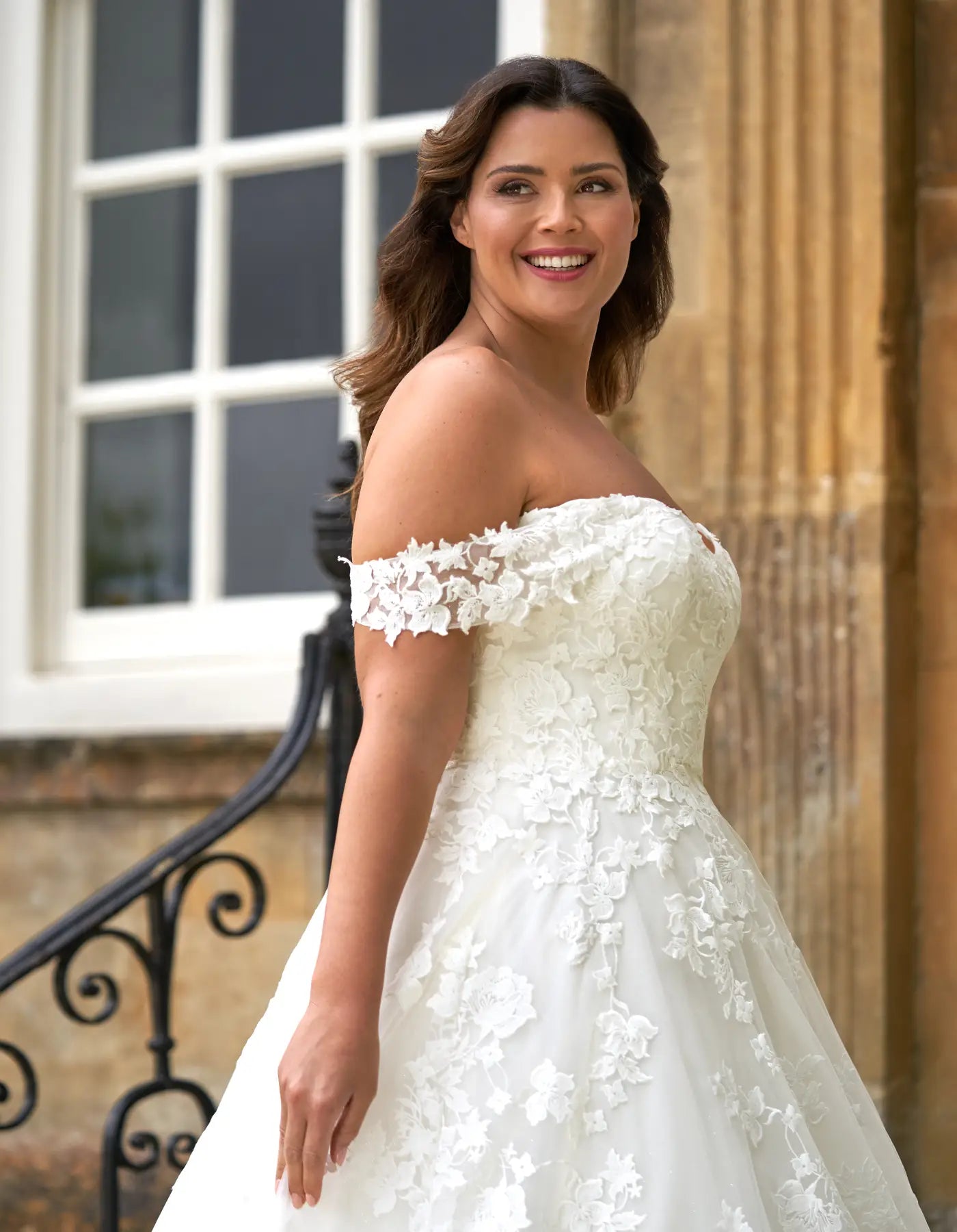 AerbaDress a fully embroidered a-line with off-the-shoulder straps