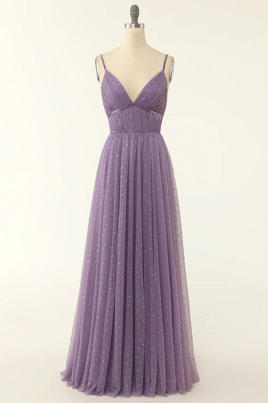 AerbaDress A Line Long Bridesmaid Dress with Ruffles