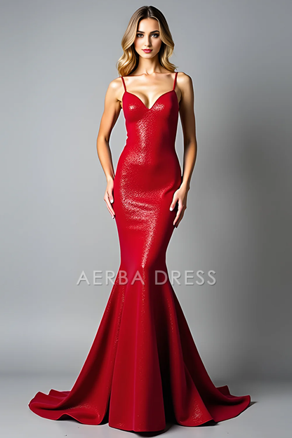 AERBA DRESS Formal Wear Dresses Charming Mermaid Sweetheart Spaghetti Strap Backless Long Prom Dress