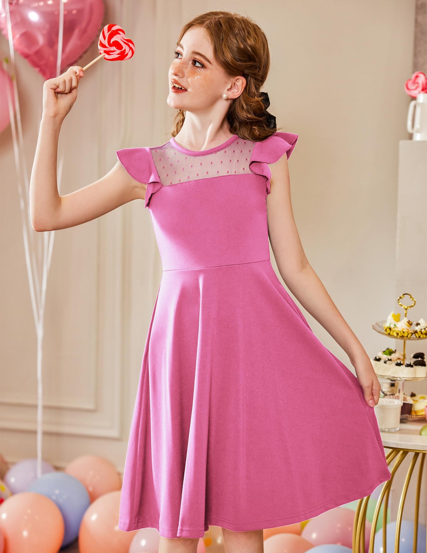 AERBA DRESS Wedding Flower Girl Dresses A Line Summer Ruffle Sleeve Mesh Casual Party Dresses