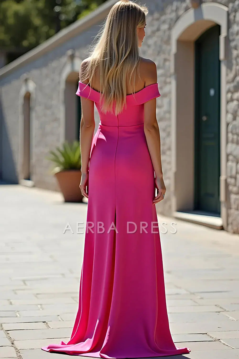 AERBA DRESS Formal Wear Dresses Fashion Off The Shoulder Sheath Long With Slit Simple Prom Dress