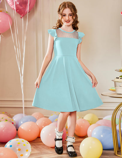 AERBA DRESS Wedding Flower Girl Dresses A Line Summer Ruffle Sleeve Mesh Casual Party Dresses