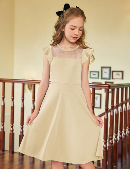 AERBA DRESS Wedding Flower Girl Dresses A Line Summer Ruffle Sleeve Mesh Casual Party Dresses