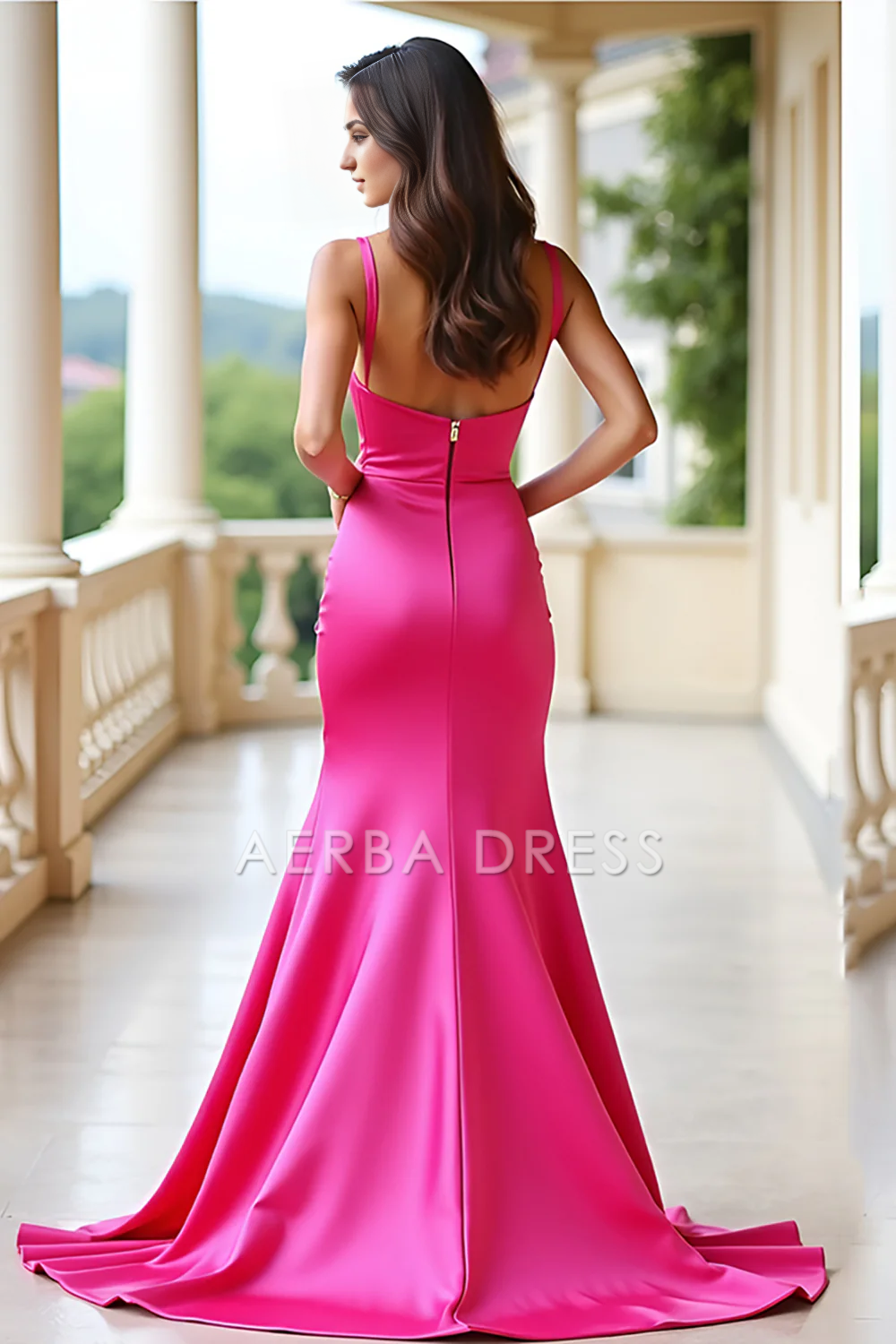 AERBA DRESS Formal Wear Dresses Elegant Sheath Square Neck Spaghetti Strap Long With Slit Prom Dress