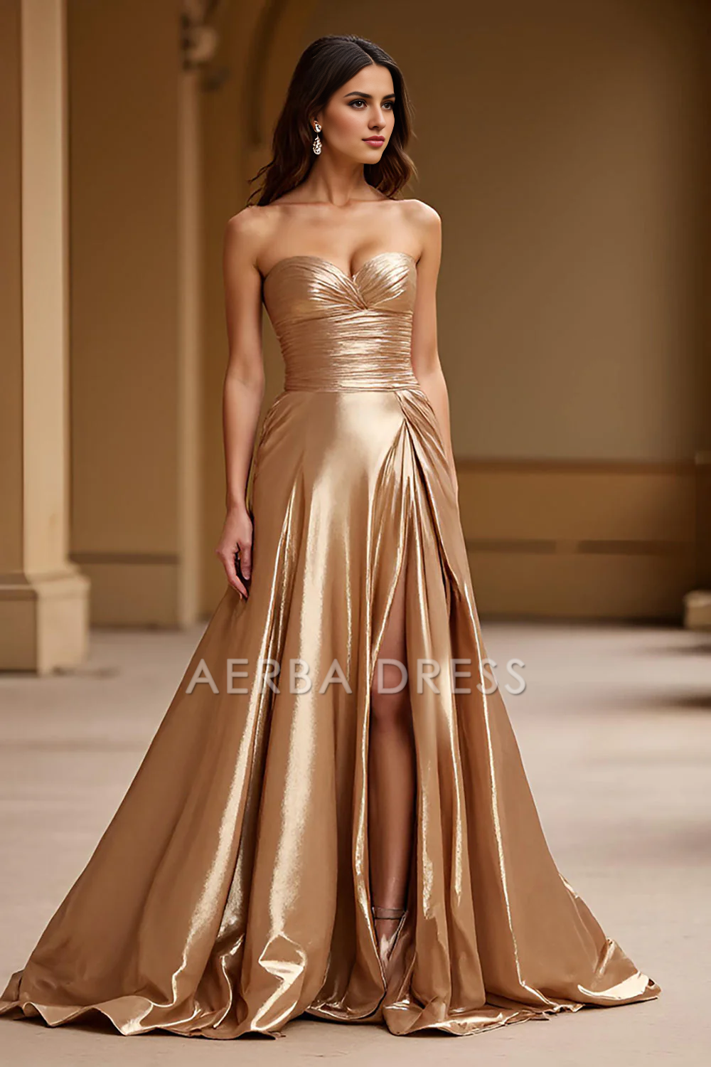 AERBA DRESS Formal Wear Dresses Charming A Line Sweetheart Strapless Pleated Long With Slit Prom Dress
