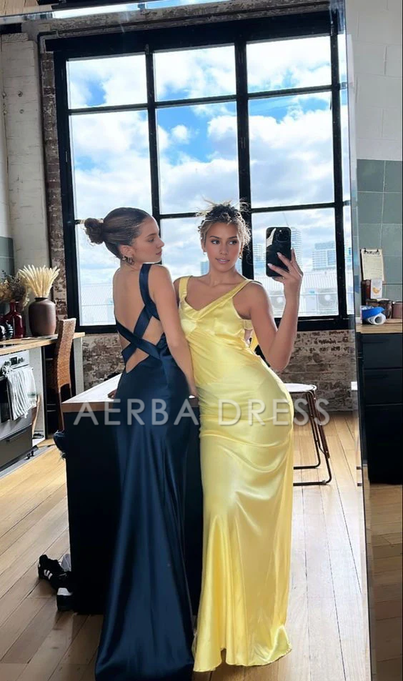 AERBA DRESS Prom Dress Satin Mermaid Sheath Sleeveless Backless Elegant Hot Sale Formal Wear Dresses