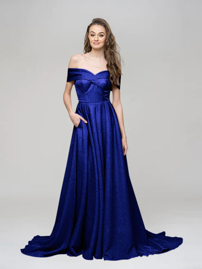 AerbaDress Off The Shoulder Sweetheart A Line Long Prom Dresses