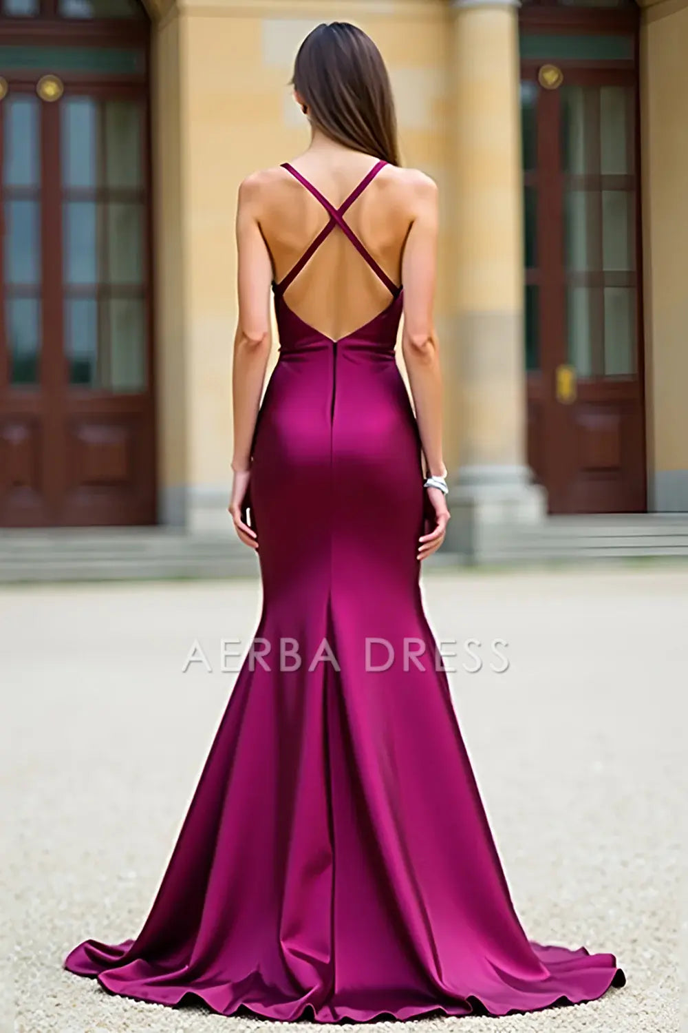 AERBA DRESS Formal Wear Dresses Elegant Mermaid Deep V Neck Spaghetti Straps Backless Long Prom Dress