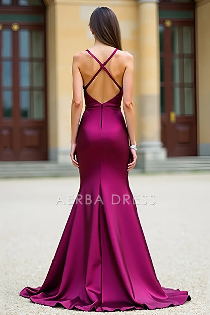 AERBA DRESS Formal Wear Dresses Elegant Mermaid Deep V Neck Spaghetti Straps Backless Long Prom Dress