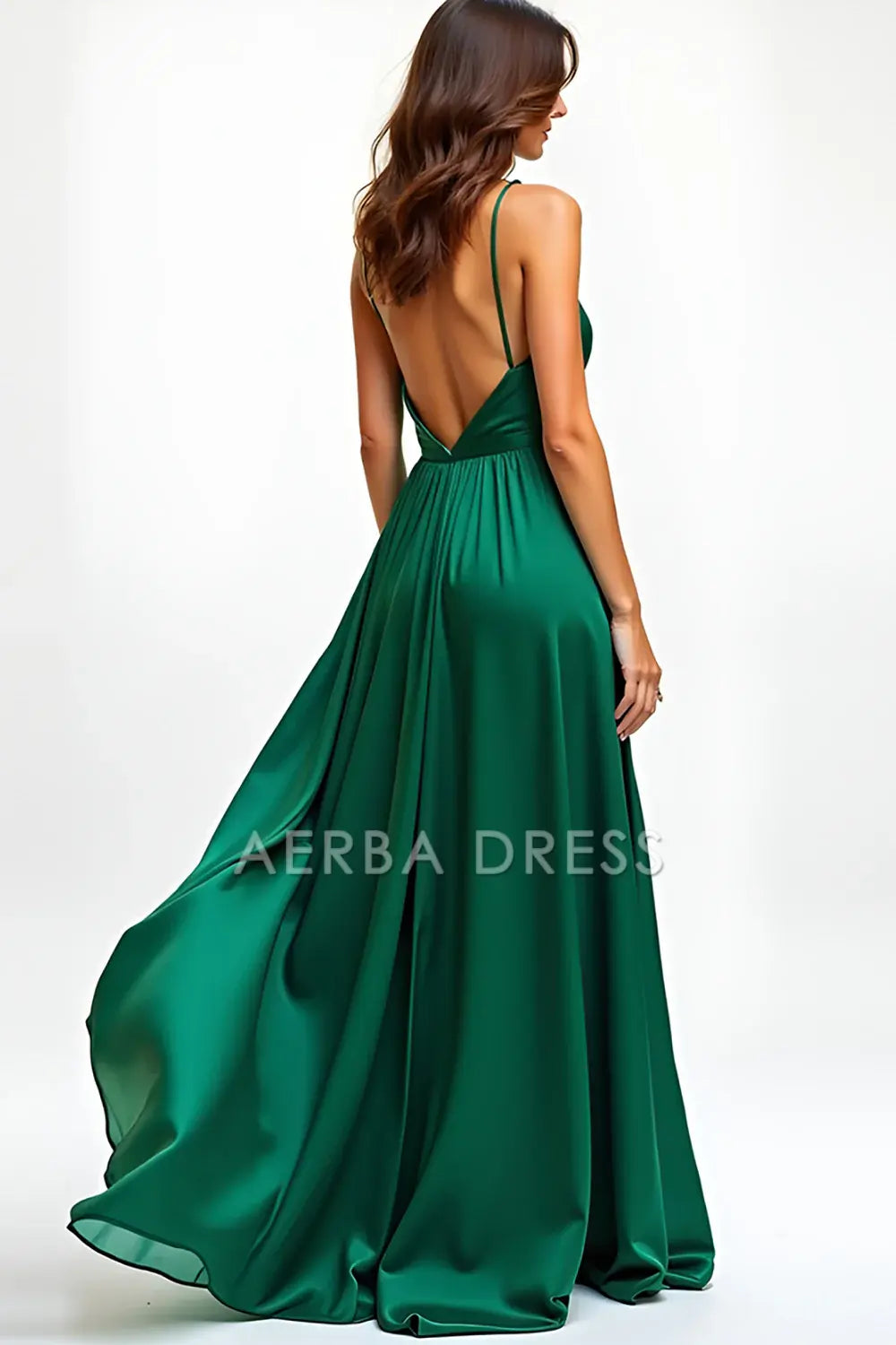 AERBA DRESS Formal Wear Dresses Elegant Simple A Line Deep V Neck Spaghetti Strap Backless Long With Slit Prom Dress