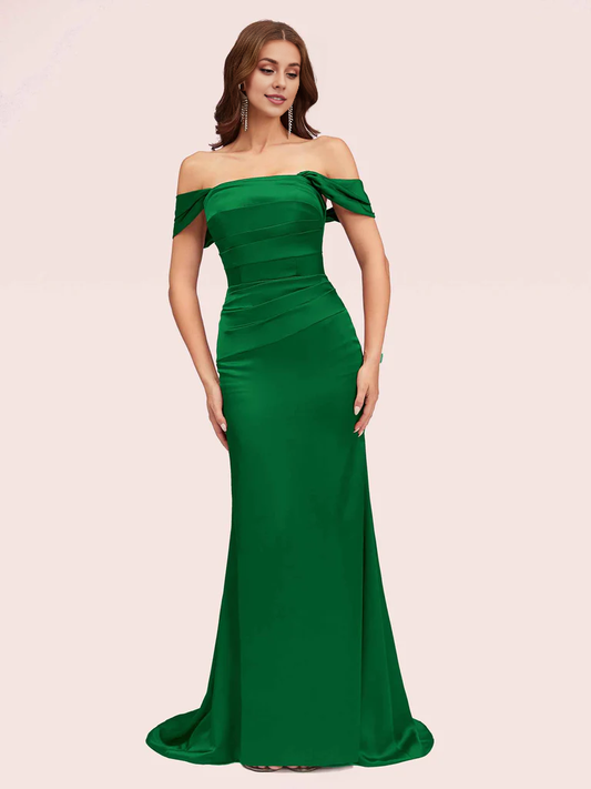 AerbaDress Sexy Mermaid Off Shoulder Silky Satin Bridesmaid Dresses Online