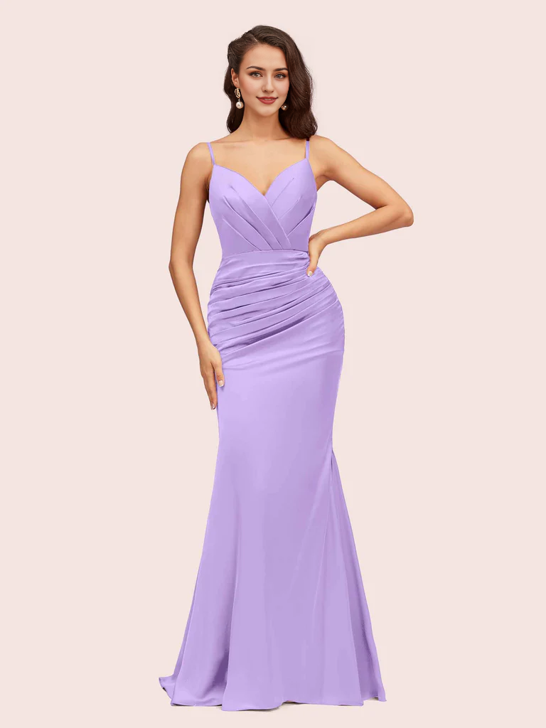 AerbaDress Bridesmaid Dresses Mermaid Spaghetti Straps Soft Satin Online