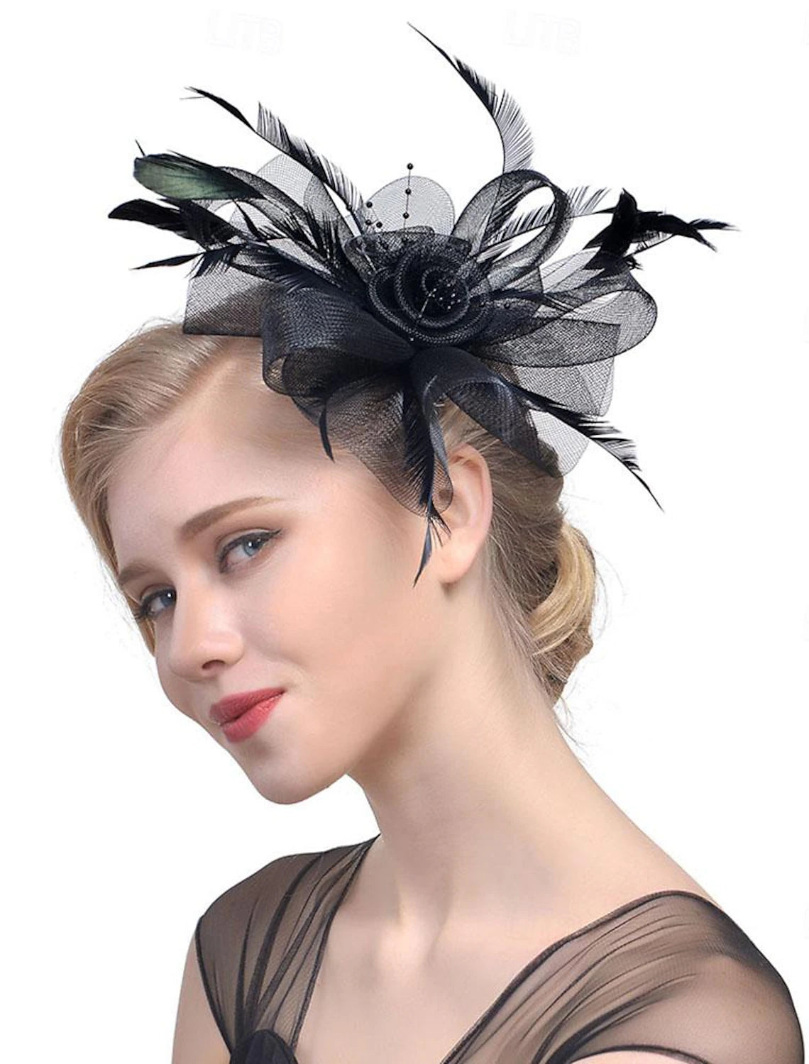 AerbaDress Fascinators Hats Headwear Hat Veil Hat Horse Race Cocktail Elegant Vintage With Feather Bows Headpiece Headwear