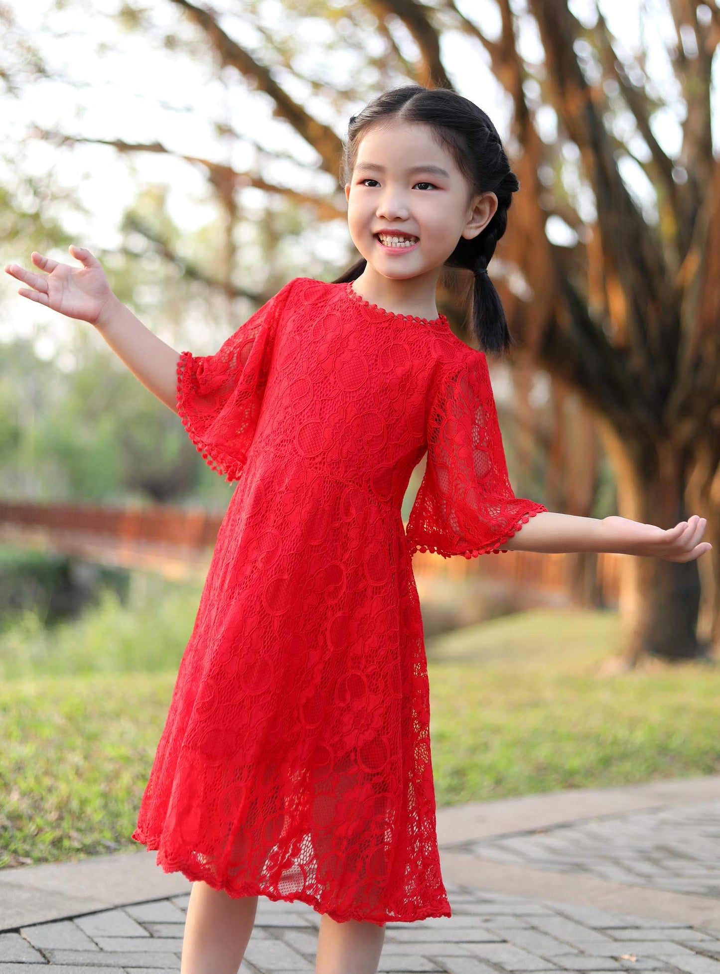 AERBA DRESS Wedding Flower Girl Dresses Lace Dress Vintage Country Wedding Party Dress