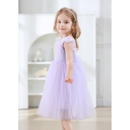 AERBA DRESS Wedding Flower Girl Dresses  A-Line Tulle Ruffled Sleeve Toddler Girls Vintage Party Dress