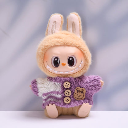 Handmade Labubu Outfit Bunny Button Sweater (not including dolls)