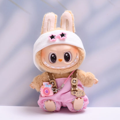 Handmade Labubu set can be paired with Labubu V1 Macaron and V2 seat lucky overalls set+camera (excluding dolls)