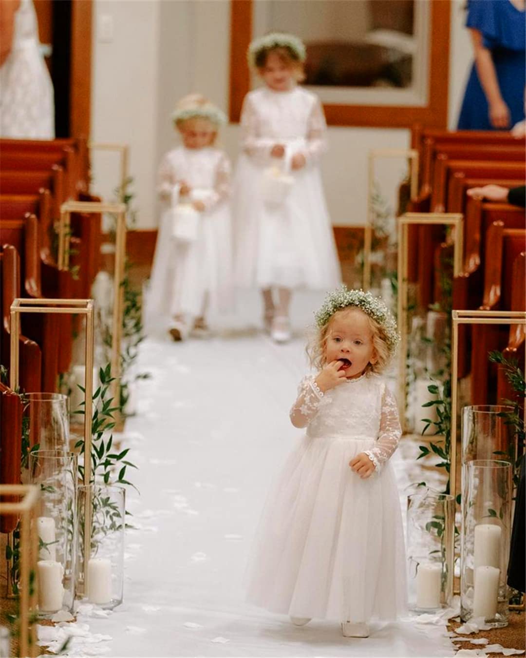 AERBA DRESS Wedding Flower Girl Dresses Boho Bohemian Rustic Communion Lace A-Line Long Sleeves Tulle Dresses