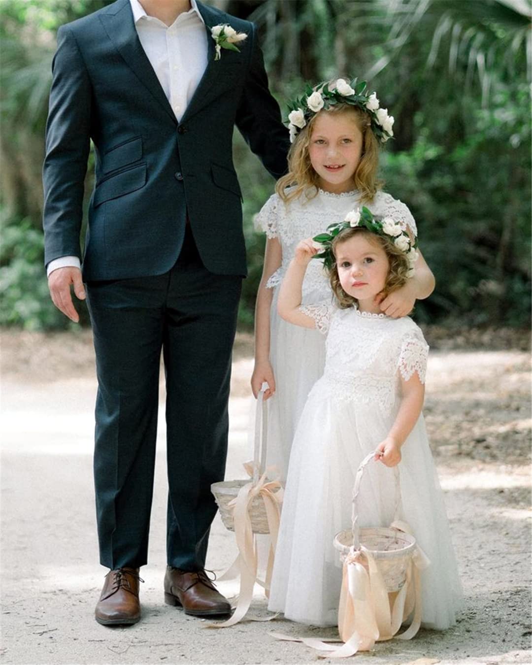 AERBA DRESS Wedding Flower Girl Dresses Boho Bohemian Rustic Communion Lace A-Line Tulle Dresses