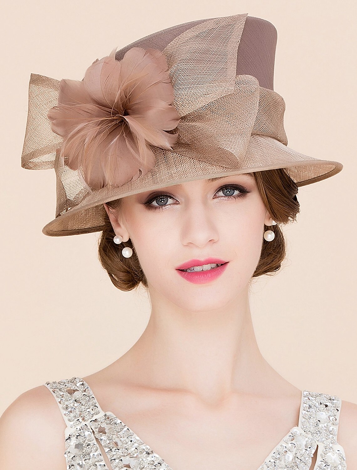 AerbaDress Vintage Style Elegant & Luxurious Organza Hats with Bowknot / Feathers / Fur / Flower 1PC Kentucky Derby / Horse Race / Ladies Day Headpiece