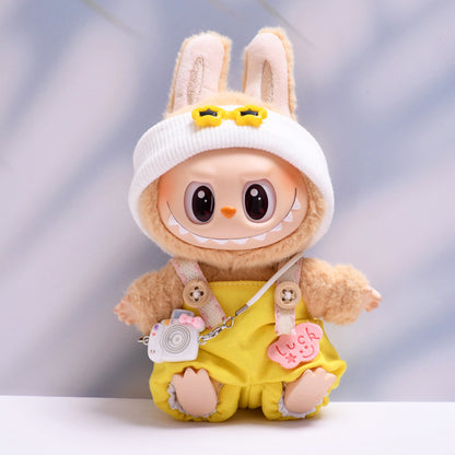 Handmade Labubu set can be paired with Labubu V1 Macaron and V2 seat lucky overalls set+camera (excluding dolls)