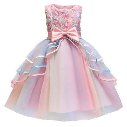 AERBA DRESS Wedding Flower Girl Dresses Round Neck Kids Ruffles Party Wedding Dresses