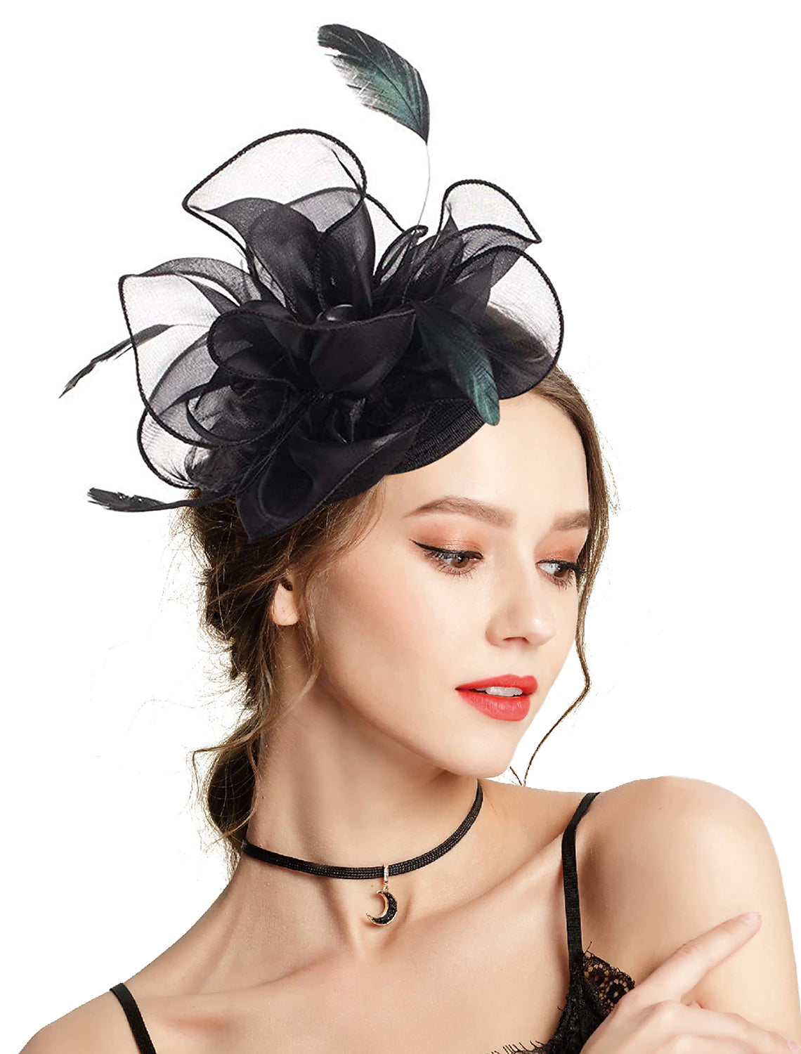 AerbaDress Fascinators Headpiece Tulle Tea Party Horse Race Ladies Day Elegant Retro With Feather Flower Headpiece Headwear