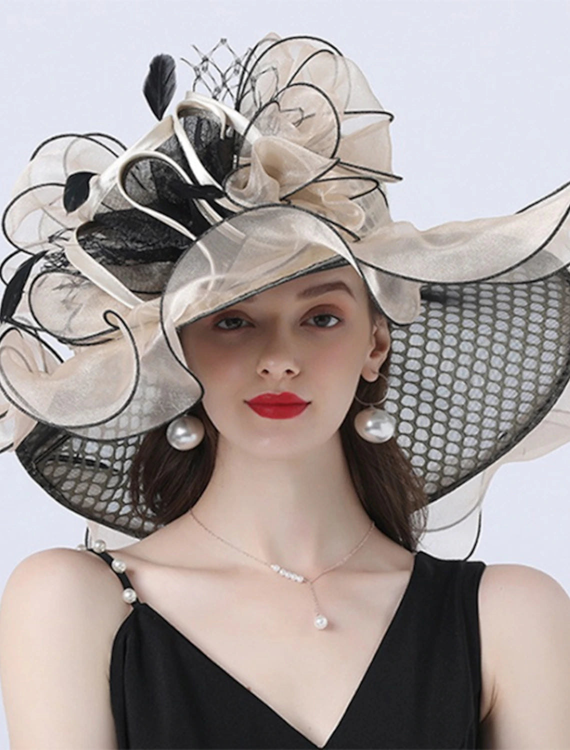 AerbaDress Hats Headwear Tulle Organza Bucket Hat Straw Hat Sun Hat Wedding Outdoor Horse Race Ladies Day Melbourne Cup Fashion Vintage Style With Bowknot Flower Headpiece Headwear